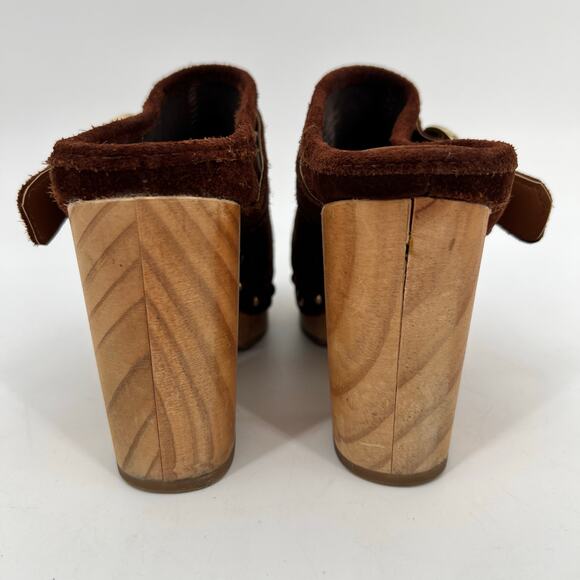 Steve Madden Hilde Clog Womens 6.5 Studded Suede Leather Chocolate Brown READ - Picture 4 of 12